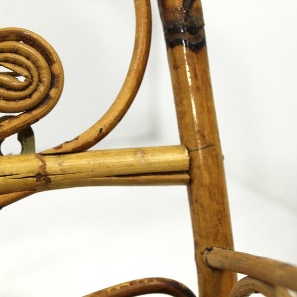 Vintage 1970's Bamboo Aged Wall Shelf Round Mirror Boho Retro As-Is - Picture 10 of 10